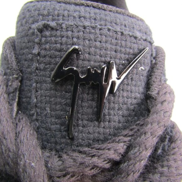 NEW GIUSEPPE ZANOTTI Talon Chunky Low-Top Sneakers Black Cotton Men’s Size 9 - Picture 4 of 11